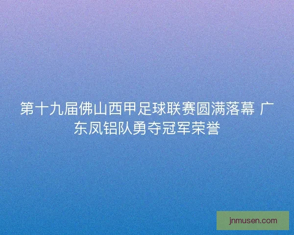 第十九届佛山西甲足球联赛圆满落幕 广东凤铝队勇夺冠军荣誉 第十九届佛山西甲足球联赛圆满落幕 广东凤铝队勇夺冠军荣誉