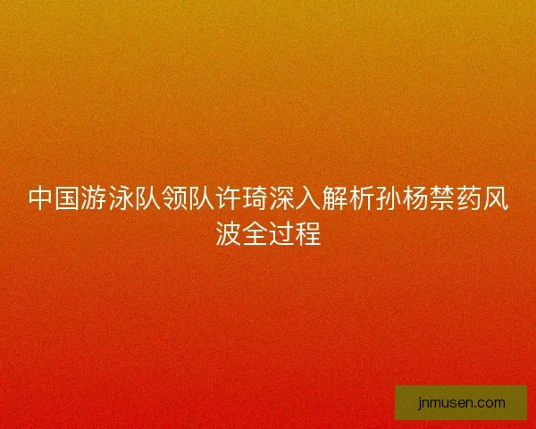 中国游泳队领队许琦深入解析孙杨禁药风波全过程